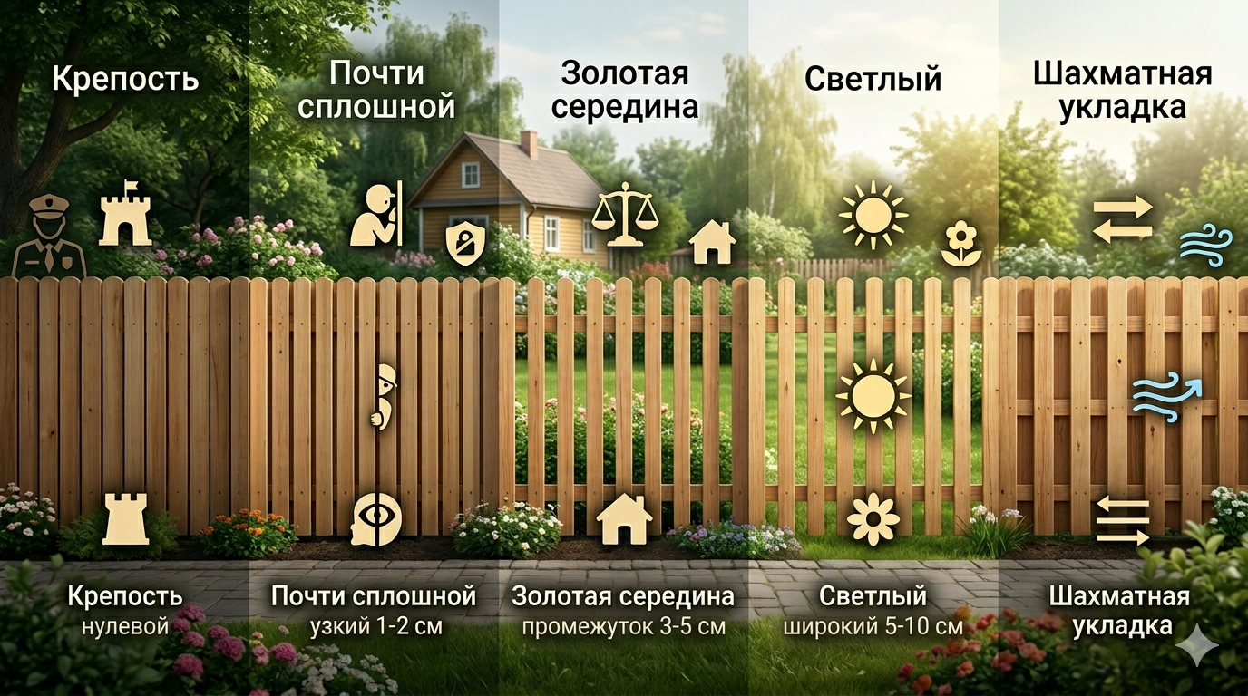 Какой зазор выбрать между штакетинами забора? Полный гид от «крепости» до «воздушного» ограждения 🏡✨